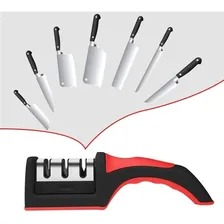 FISHTEC 3 EN 1 Afilador manual de cuchillos y tijeras - Afilador de tijeras  con base antideslizante - Fácil de usar con ángulo ajustable de 14° a 24°