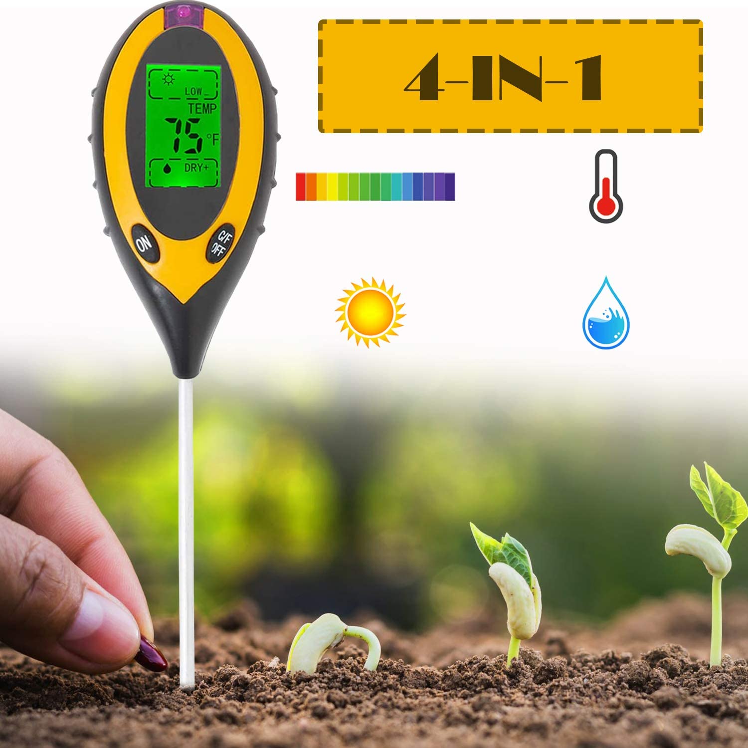 Medidor digital de PH en suelo, humedad, luz y temperatura (4 en 1) – ADN  Criminalística